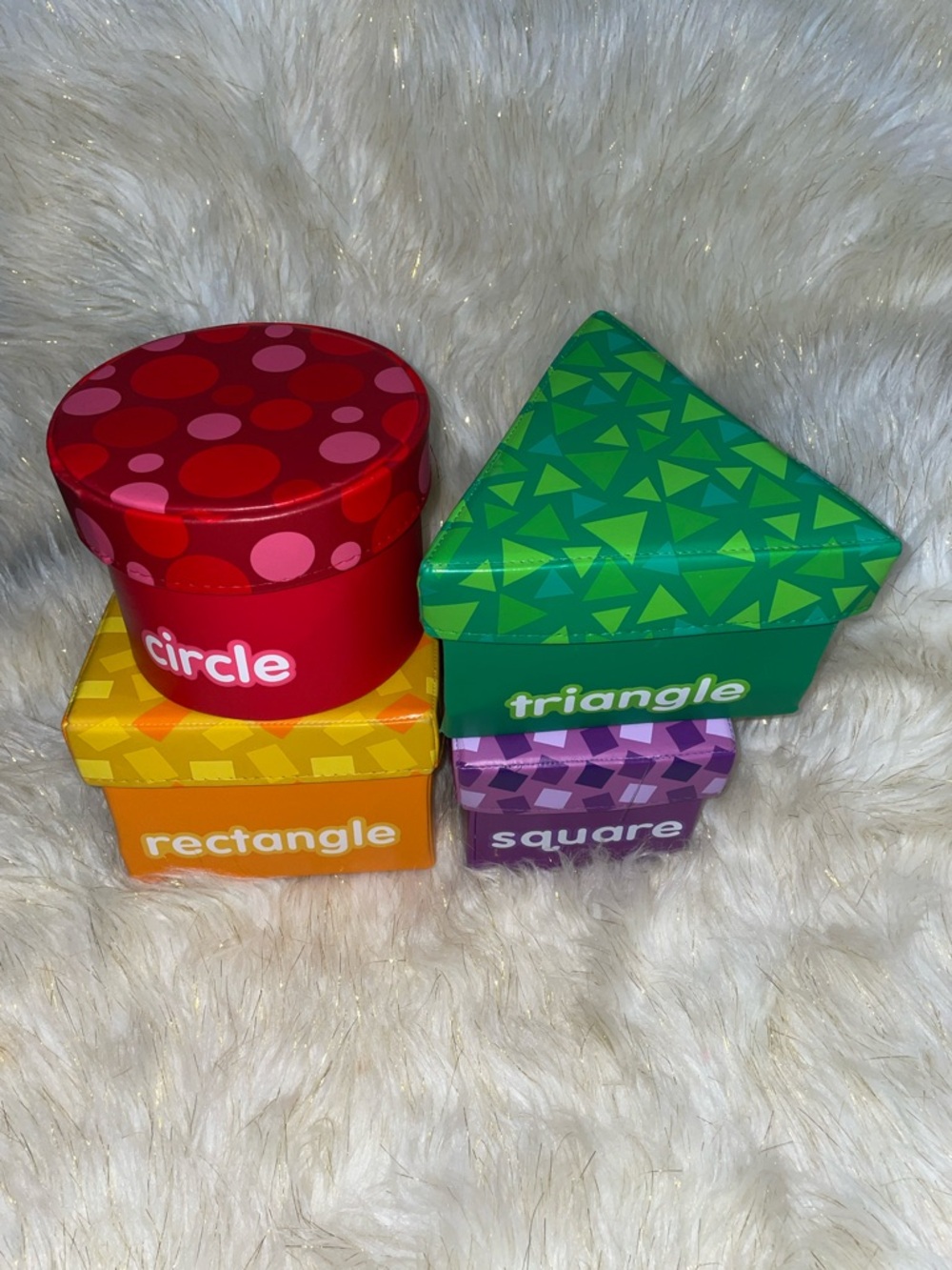 Kids Shape Stackable Learning Blocks - Red, Purple, Orange, Green